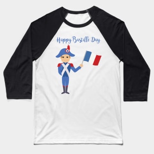 Soldier holding the French flag - Bastille Day Baseball T-Shirt